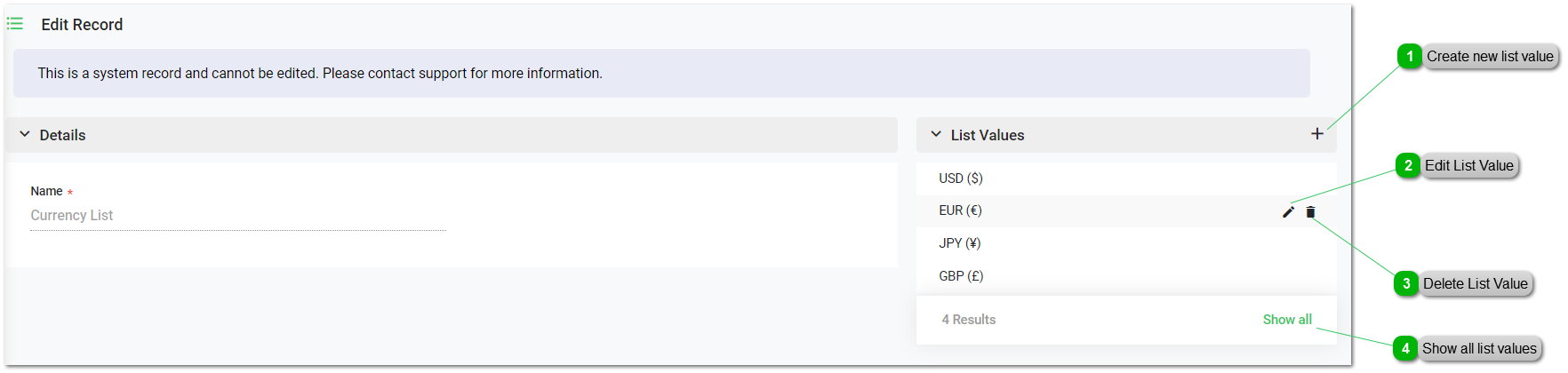List Values