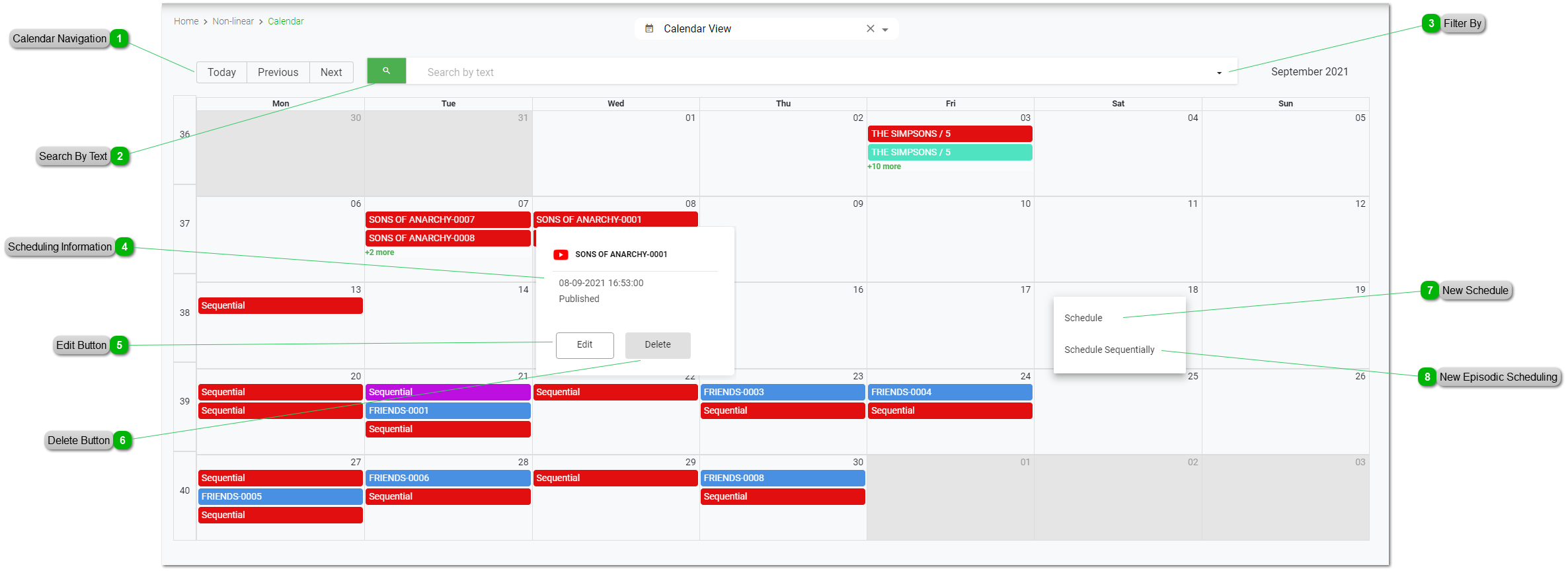 Non-linear (Calendar View)